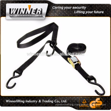 Cam Buckle Ratchet Strap with Black Coated S hooks